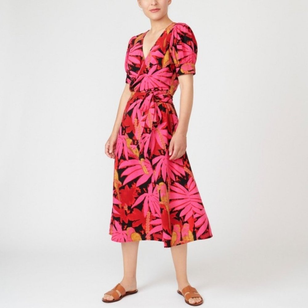 J. Crew Faux-wrap Midi Dress in Palm Print